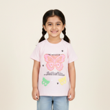 PINK EVER CHANGED BUTTERFLIES PRINTED T-SHIRT TOP FOR GIRLS