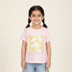 BABY PINK BEAUTY BLOSSOMS PRINTED T-SHIRT TOP FOR GIRLS
