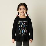 NAVY BLUE FULL SLEEVES I'VE BEEN VERY GOOD PRINTED TOP FOR GIRLS