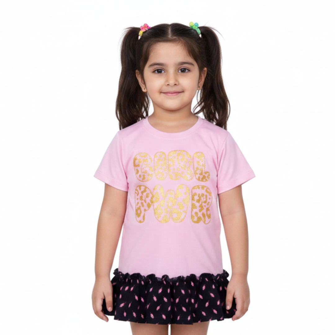 NEW PINK GIRL PWR PRINTED TOP T-SHIRT FOR GIRLS