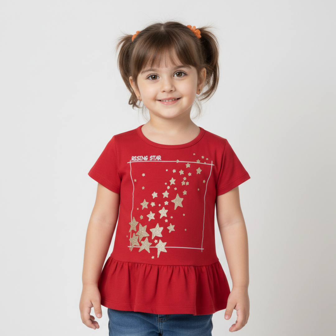 NEW RED RISING STARS PRINTED T-SHIRT TOP FOR GIRLS Main image