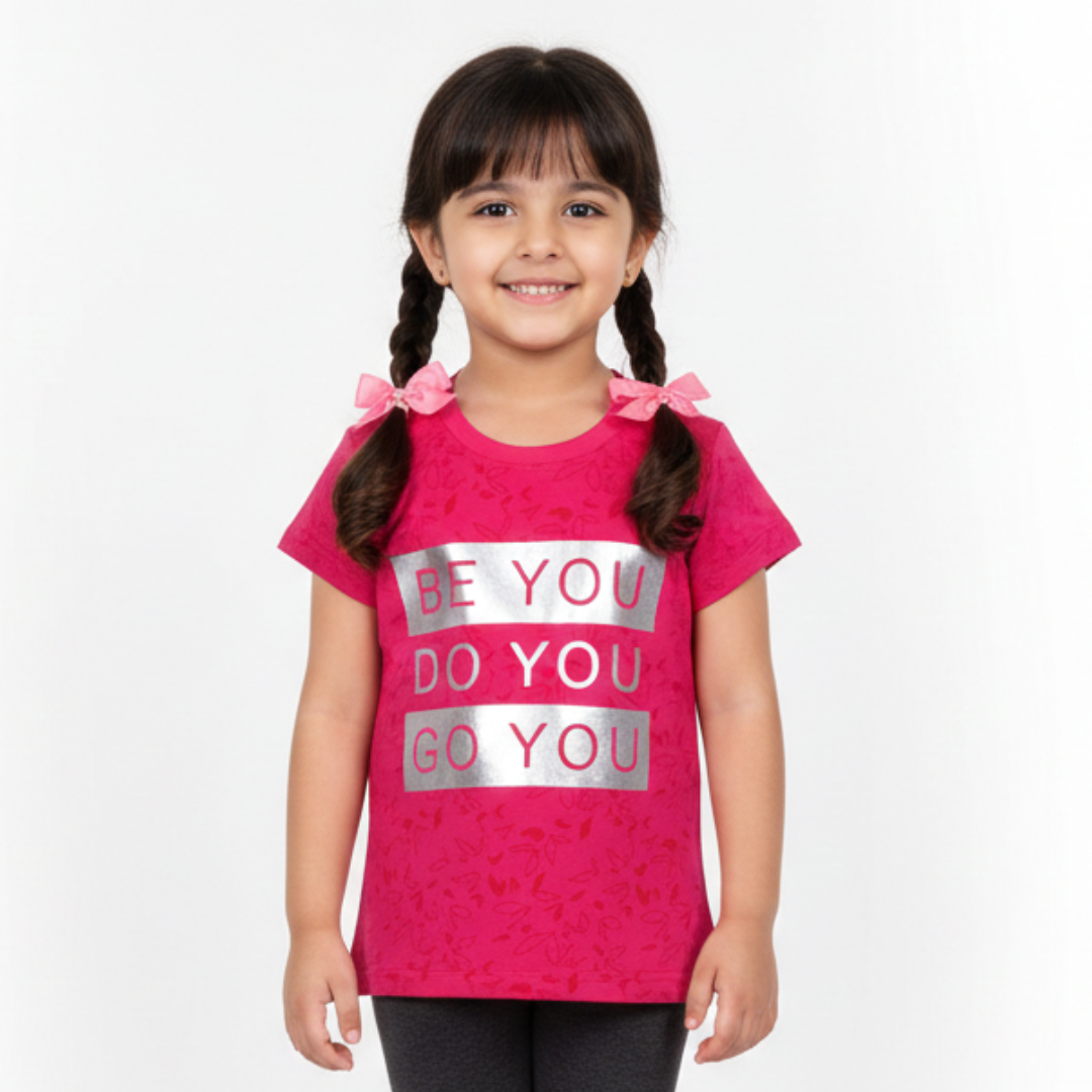 BLUSH PINK "BE YOU DO YOU" PRINTED T-SHIRT TOP FOR GIRLS
