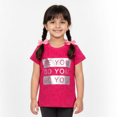 BLUSH PINK "BE YOU DO YOU" PRINTED T-SHIRT TOP FOR GIRLS