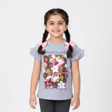 HAZEL GREY FLOWERS HARMONY PRINTED T-SHIRT TOP FOR GIRLS