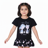 BLACK & BLACK BEST SISTER EVER PRINTED T-SHIRT TOP FOR GIRLS