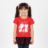 RED & BLACK BEST SISTER EVER PRINTED T-SHIRT TOP FOR GIRLS