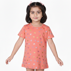 DARK PEACH GLITTER BUTTERFLY PRINTED T-SHIRT TOP FOR GIRLS