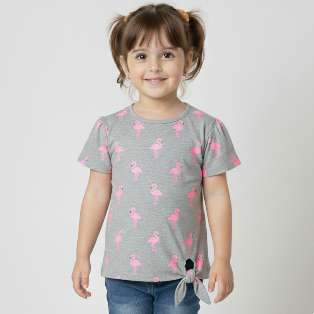 HAZEL GREY SWANS PRINTED T-SHIRT TOP FOR GIRLS