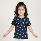 NAVY BLUE PULP LIFE PRINTED T-SHIRT TOP FOR GIRLS