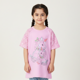 LIGHT PURPLE UNICORN PRINTED T-SHIRT TOP FOR GIRLS