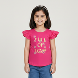 BLUSH PINK FULL OF LOVE PRINTED T-SHIRT TOP FOR GIRLS