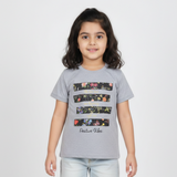 GREY THE BEST TIME FLOWERS PRINTED T-SHIRT TOP FOR GIRLS