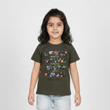 GREEN THE BEST TIME FLOWERS PRINTED T-SHIRT TOP FOR GIRLS