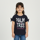 NAVY BLUE PALM TREE PRINTED T-SHIRT TOP FOR GIRLS