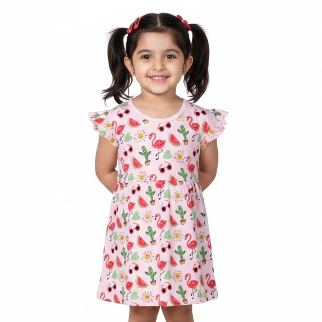 NEW BABY PINK WATER MELON & GLASSES PRINTED HALF SLEEVES T-SHIRT TOP