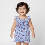 SKY BLUE BEAR LOTSO PRINT WITH BAND ROMPER FOR GIRLS