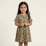 GREY WITH LINES & SHELL PRINTED FROCK