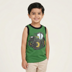 GREEN TRACTOR PRINTED SANDO FOR BOYS