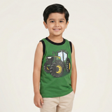 GREEN TRACTOR PRINTED SANDO FOR BOYS