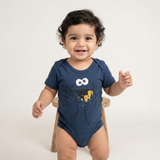 NAVY BLUE COOKIE CARTOON PRINTED ROMPER