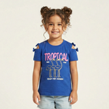 ROYAL BLUE TROPICAL PARADISE PRINTED T-SHIRT TOP FOR GIRLS