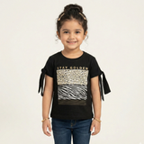BLACK STAY GOLDEN PRINTED T-SHIRT TOP FOR GIRLS