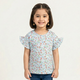 SKY BLUE STRAWBERRY PRINTED T-SHIRT TOP FOR GIRLS