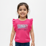 BLUSH PINK "SUNNY BEACH DAYS" PRINT T-SHIRT TOP FOR GIRLS