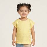 YELLOW WITH GOLDEN GUESS PRINTED T-SHIRT TOP FOR GIRLS