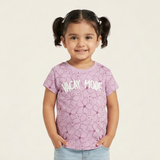 PURPLE VACAY MODE FLOWERS PRINTED T-SHIRT TOP FOR GIRLS