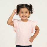 BABY PINK WITH WHITE & GLITTER STARS PRINTED T-SHIRT TOP FOR GIRLS