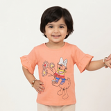 NEW PEACH DUCK PRINTED LYCRA FABRIC T-SHIRT FOR GIRLS