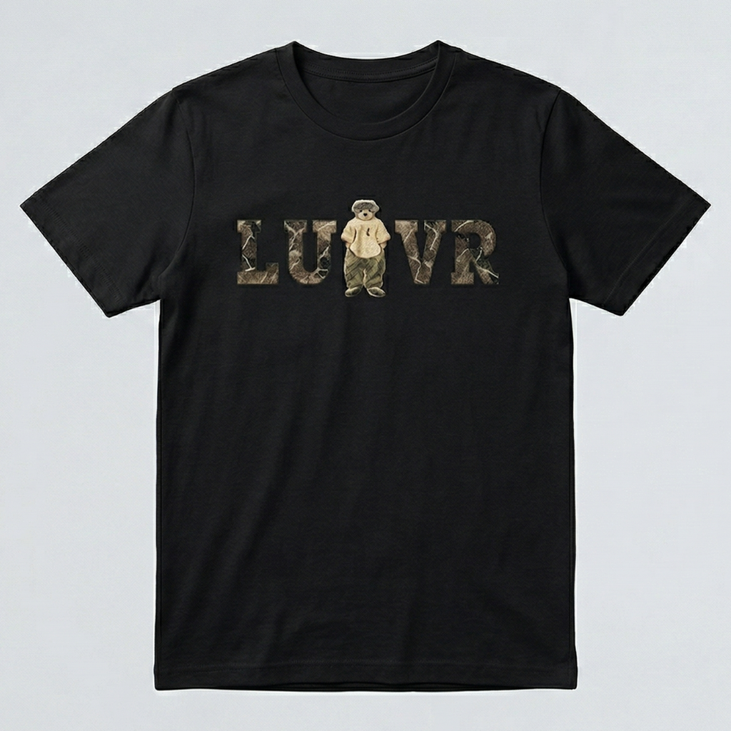 Black Luvr Print Half Sleeves T-Shirt For Boys