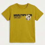 Yellow Multiplier Print Half Sleeves T-Shirt For Boys