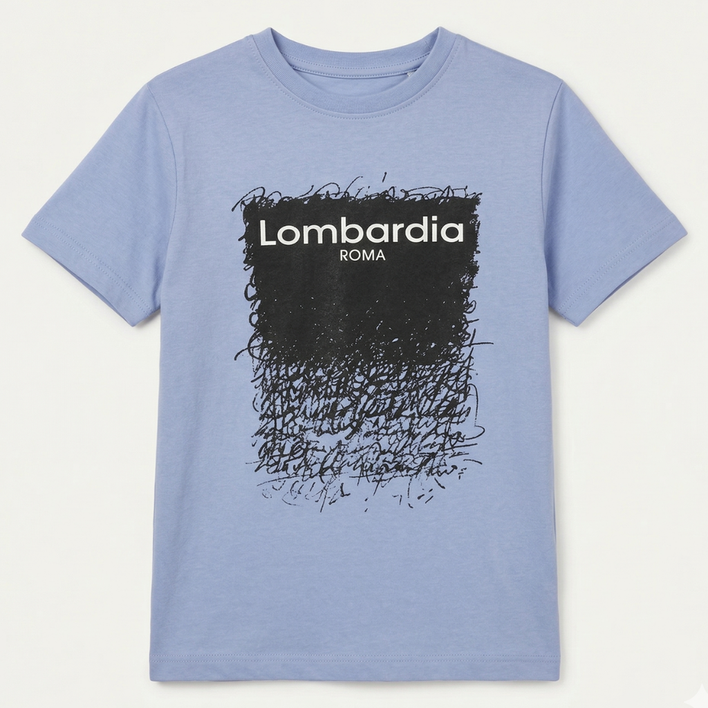 Blue Roma Print Half Sleeves T-Shirt For Boys