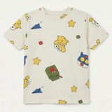 Yellow Cartoons Printed Half Sleeves T-Shirt For Boys
