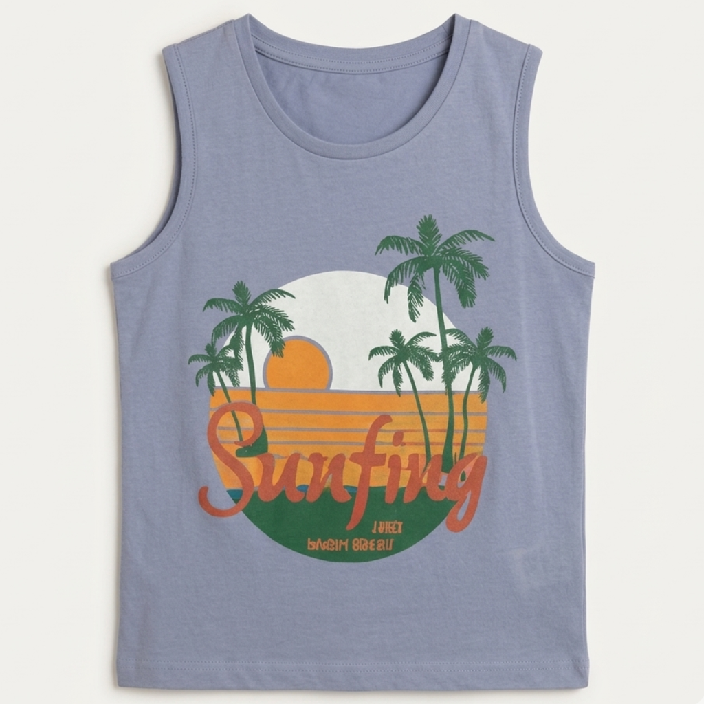 Sky Blue Sunfing Print Sando For Summers