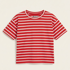 Red With White Stripes T-shirt Top For Girls