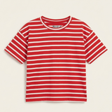 Red With White Stripes T-shirt Top For Girls