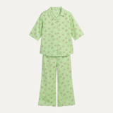 Green Butterfly Print Co-ord Linen Fabric Suit For Girls