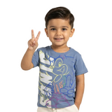 BLUE SONIC PRINT HALF SLEEVES T-SHIRT FOR BOYS
