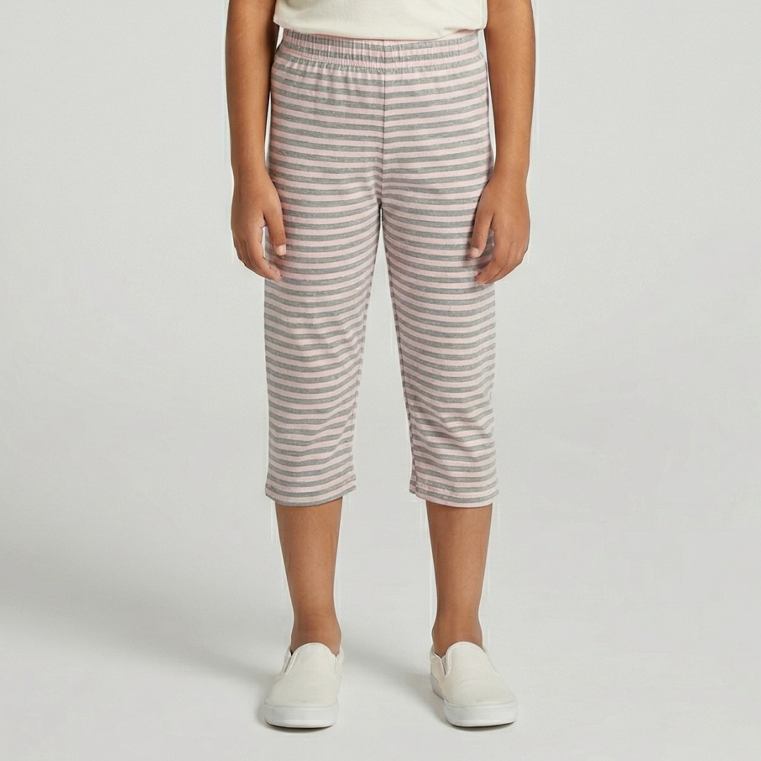NEW BABY PINK WITH GREY STRIPES PAJAMA FOR GIRLS