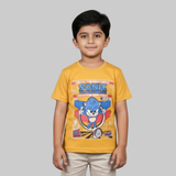 MUSTARD SONIC PRINTED HALF SLEEVES T-SHIRT FOR BOYS