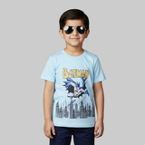 SKY BLUE BATMAN PRINTED HALF SLEEVES T-SHIRT FOR BOYS