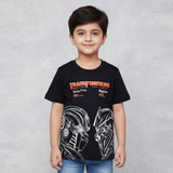 BLACK TRANSFORMERS PRINTED HALF SLEEVES T-SHIRT FOR BOYS