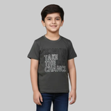 DARK GREEN TAKE THE CHANCE PRINTED T-SHIRT FOR BOYS