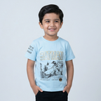 SKY BLUE BAT-MAN PRINTED HALF SLEEVES T-SHIRT