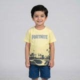 YELLOW FORTNITE PRINTED HALF SLEEVES T-SHIRT