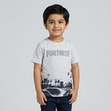 ASH WHITE FORTNITE PRINTED HALF SLEEVES T-SHIRT