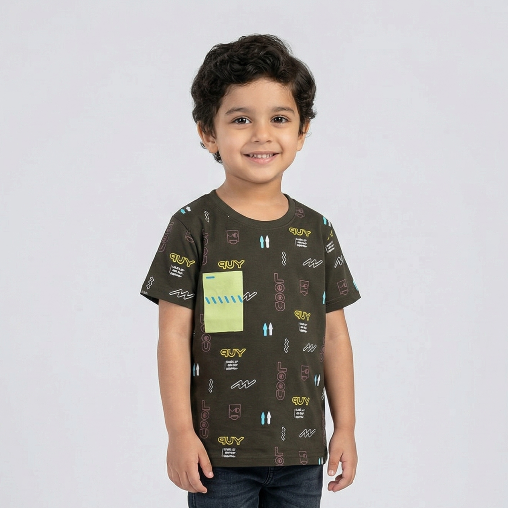GREEN YUP COOL PRINTED HALF SLEEVES T-SHIRT